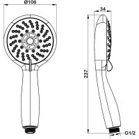 Ручной душ Swedbe Hermes Черный матовый арт-5122B — фото 3, Лейки для душа