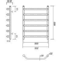 Водяной полотенцесушитель Domoterm Лаура П6 500x600 Хром арт-ЛаураП6500x600 — фото 2, Водяные полотенцесушители