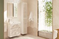 Тумба SLIM, 55 см, подвесная/напольная, 2 ящика, белый глянец / бетон арт-99.0502 — фото 6, Тумбы под раковину