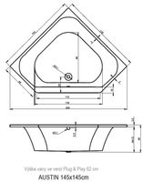 Акриловая ванна Riho Austin 145x145 (BA1100500000000) без гидромассажа арт-B005001005 — фото 4, Акриловые ванны