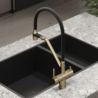 Смеситель для кухни Sancos Dora Золото брашированное Черный арт-SC4003BG — фото 7, Смесители для кухни