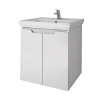 Тумба Q PLUS (D), 55 см, подвесная/напольная, 2 дверцы, с опорами, белый глянец арт-99.1008 — фото 15, Тумбы под раковину