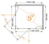 Душевой уголок CEZARES арт-VERONA-W-AH-2-120/100-P-Cr-R — фото 2, Прямоугольные душевые уголки