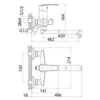 Смеситель для ванны Iddis Ray универсальный Хром арт-RAYSBL2i10WA — фото 2, Смеситель для ванны