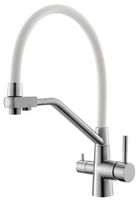 Смеситель д/кухни, R-излив нерж., с подключением к фильтру, белый арт. арт-K25 W — фото 1, Смесители для кухни