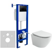 Комплект унитаза Ceramicanova Uno Rimless CN11001 с инсталляцией Berges Atom 410 040332 с сиденьем М арт-CN11001+040332 — фото 1, Комплекты унитаз + инсталляция