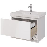 Тумба PERFECTO, 70 см, подвесная, 1 ящик, push-to-open, белый глянец арт-99.0807 — фото 4, Тумбы под раковину