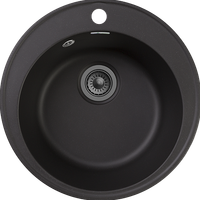 GRANFEST Мойка QUARZ 08 1-чаша D-480мм черный арт.GF-Z- арт-08 черный — фото 1, Кухонные мойки