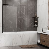 Berkel Стеклянная шторка на ванну арт-48P01-80 BLACK Fixed — фото 2, Шторки для ванной распашные