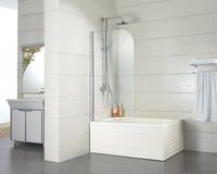 Шторка на ванну Azario Merrit 70 профиль Серебро стекло прозрачное арт-NF6211 700 — фото 3, Шторки для ванной распашные