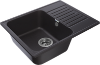GRANFEST Мойка QUARZ 13 1-чаша+крыло 620*480мм черный арт.GF-Z- арт-13 черный — фото 2, Кухонные мойки