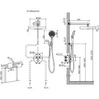 Душевая система Sancos Space с термостатом Вороненная сталь арт-SC3006GMG — фото 7, Встраиваемые душевые комплекты