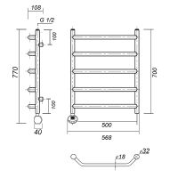 Электрический полотенцесушитель Domoterm Лаура П5 500x700 EL Хром арт-ЛаураП5500x700EL — фото 2, Электрические полотенцесушители