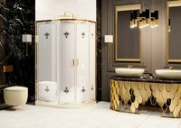 Душевой уголок Ambassador Royal 120x90 профиль Золото стекло белое с рисунком арт-18015302 — фото 5, Асимметричные душевые уголки