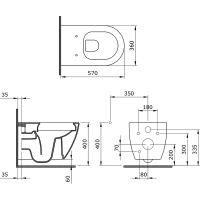 Унитаз Ambassador Queen подвесной Белый глянцевый с сиденьем Микролифт арт-113T20001R-112T20001 — фото 2, Подвесные унитазы