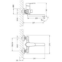 Смеситель для ванны Lemark Point универсальный Хром арт-LM0317C — фото 2, Смеситель для ванны