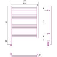 Электрический полотенцесушитель Сунержа Модус 3.0 600х500 L Хром арт-00-5700-6050 — фото 5, Электрические полотенцесушители