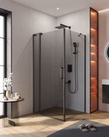 Душевой уголок CEZARES арт-SLIDER-AH-1-90-90/100-GRIGIO-NERO — фото 1, Прямоугольные душевые уголки