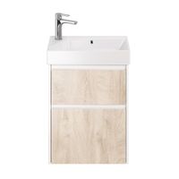 Тумба SLIM, 55 см, подвесная/напольная, 2 ящика, белый глянец / дуб кантри арт-99.0500 — фото 4, Тумбы под раковину