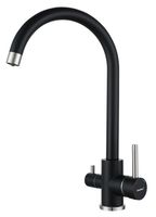 GRANFEST QUARZ Смеситель для кухни U-обр. с краном питьевой воды D-35мм черный арт. GF- арт-Z-5420 черный — фото 1, Смесители для кухни