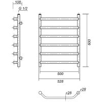 Водяной полотенцесушитель Domoterm Лаура Плюс П6 500x600 АБР Античная бронза арт-ЛаураПлюсП6500x600АБР — фото 3, Водяные полотенцесушители