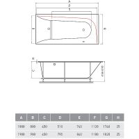 Акриловая ванна Vayer Boomerang 190x90 R без гидромассажа арт-Гл000010854 — фото 6, Акриловые ванны