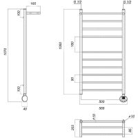 Электрический полотенцесушитель Domoterm Медея с/п П10 500x1000 ER с полкой Золото арт-Медеяс/пП10500x1000ERзолото — фото 2, Электрические полотенцесушители