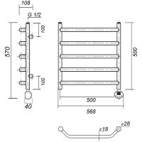 Электрический полотенцесушитель Domoterm Лаура П5 500x500 АБР ER Античная бронза арт-ЛаураП5500x500АБРER — фото 2, Электрические полотенцесушители