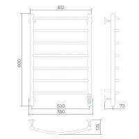 Водяной полотенцесушитель Larusso Классик П7 500x800 Хром арт-4670078535283 — фото 2, Водяные полотенцесушители