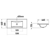 Раковина Bond 120 Белая глянцевая арт-S05-1200 — фото 6, Раковины встраиваемые сверху