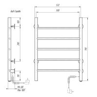 Электрический полотенцесушитель Domoterm Аврора DMT 109-5 50x71 EK R Белый матовый арт-DMT109-550x71БЕЛEKR — фото 2, Электрические полотенцесушители