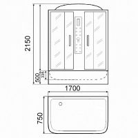 Душевой бокс Parly Effect 170х215 BNE170FR профиль Хром стекло тонированное арт-9337 — фото 3, Душевые боксы
