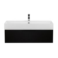 Тумба подвесная под раковину с выдвижным ящиком CEZARES PREMIUM Plisse Nero opaco арт-55422 — фото 1, Тумбы под раковину