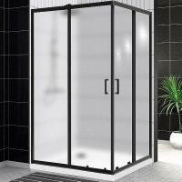 Душевой уголок BelBagno Uno 120х90 профиль Черный матовый стекло рифленое арт-UNO-195-AH-2-120/90-P-NERO — фото 1, Прямоугольные душевые уголки