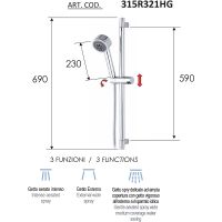 Душевой гарнитур Remer Хром арт-315R321HG — фото 2, Душевые гарнитуры на штанге