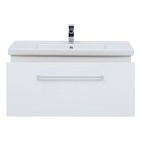 Тумба BIG INN, 100 см, подвесная, 1 ящик + выдвижной внутренний ящик, белый глянец арт-77.0205W — фото 3, Тумбы под раковину