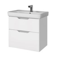 Тумба Q, 60 см, подвесная, 2 ящика, белый глянец арт-99.0001 — фото 1, Тумбы под раковину