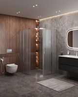 Душевой уголок CEZARES арт-MOLVENO-R-22-100+20-P-Cr — фото 2, Асимметричные душевые уголки