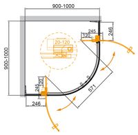 Товар: Душевой уголок CEZARES арт-SLIDER-R-2-90/100-C-NERO - фото 2 Душевой уголок CEZARES арт-SLIDER-R-2-90/100-C-NERO — фото 2, Душевые уголки четверть круга