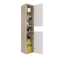 Пенал PERFECTO, 35 см, подвесной/напольный, универсальный, 2 дверцы, 4 стеклянные полки, дуб эврика/ арт-99.0814 — фото 10, Пеналы для ванной комнаты