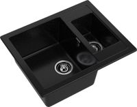 GRANFEST Мойка QUADRO 610K 1,5-чаши 610*500мм черный арт.GF- арт-Q-610K черный — фото 1, Кухонные мойки