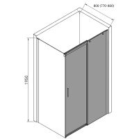 Душевая стенка AQUAme 80 профиль Хром стекло прозрачное арт-AQM4804 — фото 3, Боковые стенки