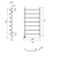 Электрический полотенцесушитель Domoterm Лаура П7 500x700 EL Хром арт-ЛаураП7500x700EL — фото 2, Электрические полотенцесушители
