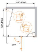 Душевой уголок CEZARES арт-ELENA-W-A-12-100-P-Cr-R — фото 3, Квадратные душевые уголки