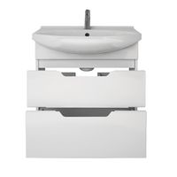 Тумба LAGUNA PLUS, 85 см, подвесная/напольная, 2 ящика, с опорами, белый глянец арт-99.0107 — фото 3, Тумбы под раковину