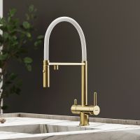 Смеситель для кухни Sancos Imola Золото брашированное Белый арт-SC4010BG — фото 5, Смесители для кухни