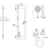 Душевой гарнитур Caprigo Don Вороненая сталь арт-98-570-GUN — фото 2, Душевые гарнитуры на штанге