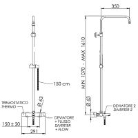 Душевая система Remer Elegance с термостатом Черная матовая арт-EQ34ASSDNO — фото 2, Душевые стойки