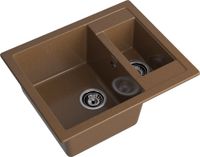 GRANFEST Мойка QUADRO 610K 1,5-чаши 610*500мм терракот арт.GF- арт-Q-610K терракот — фото 1, Кухонные мойки