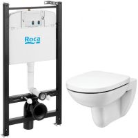 Комплект унитаза с инсталляцией Roca Debba Round Pack Rimless с сиденьем Микролифт без кла арт-893104980 — фото 1, Комплекты унитаз + инсталляция